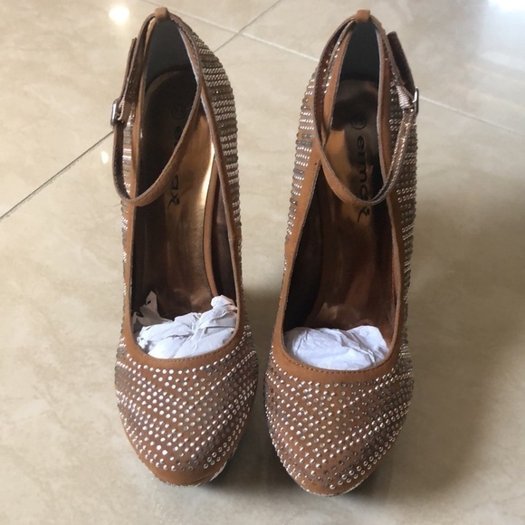 RHINESTONE ,Crystals,gravity ,heels ,heelles vegan suede platform ankles straps - Picture 3 of 8